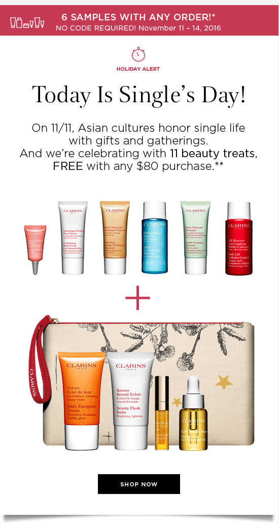 Receive a free 6-piece bonus gift with your Clarins purchase