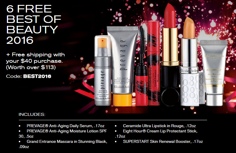 Receive a free 6-piece bonus gift with your $40 Elizabeth Arden purchase