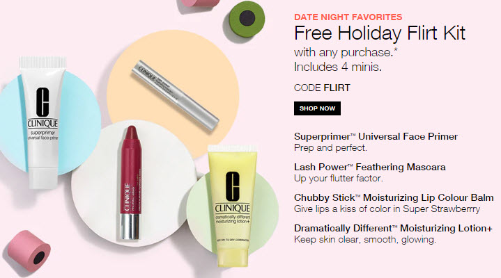 Receive a free 4-piece bonus gift with your Clinique purchase