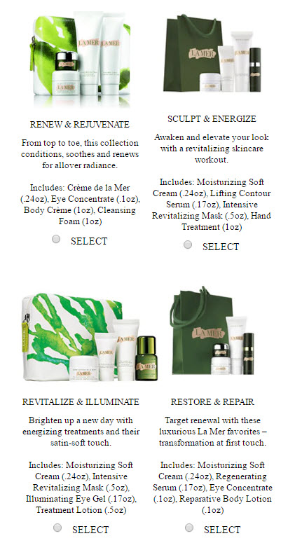 Receive your choice of 5-piece bonus gift with your $350 La Mer purchase