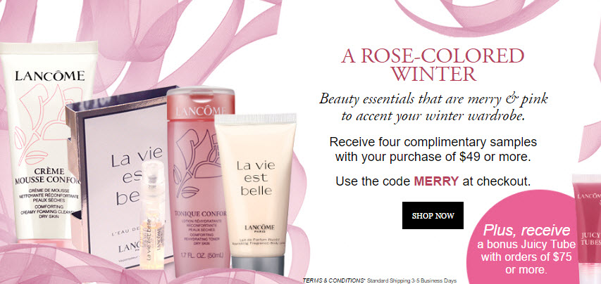 Receive a free 4-piece bonus gift with your $49 Lancôme purchase