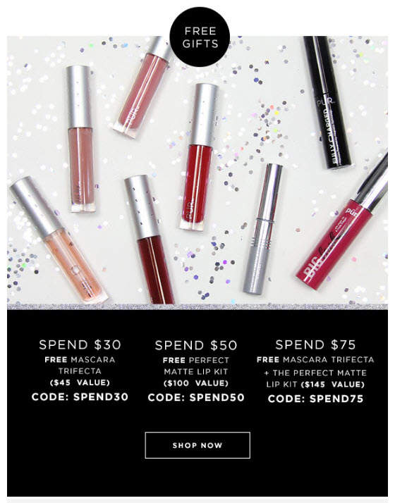 Receive a free 8-piece bonus gift with your $75 PÜR purchase