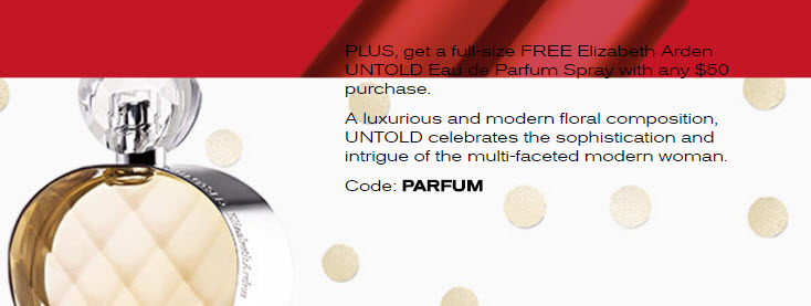 Receive a free 5-piece bonus gift with your $50 Elizabeth Arden purchase