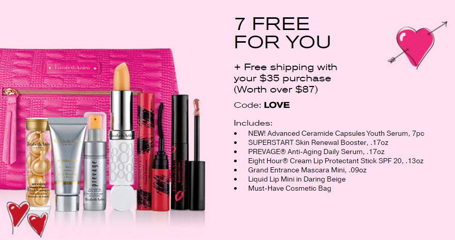 Receive a free 7-piece bonus gift with your $35 Elizabeth Arden purchase