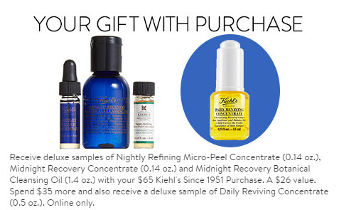 Receive a free 4-piece bonus gift with your $100 Kiehl's purchase
