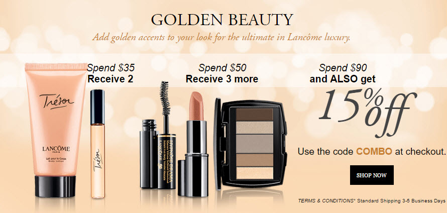 Receive a free 5- piece bonus gift with your $50 Lancôme purchase