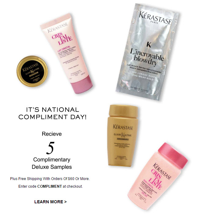 Receive a free 5- piece bonus gift with your $60 Kerastase purchase