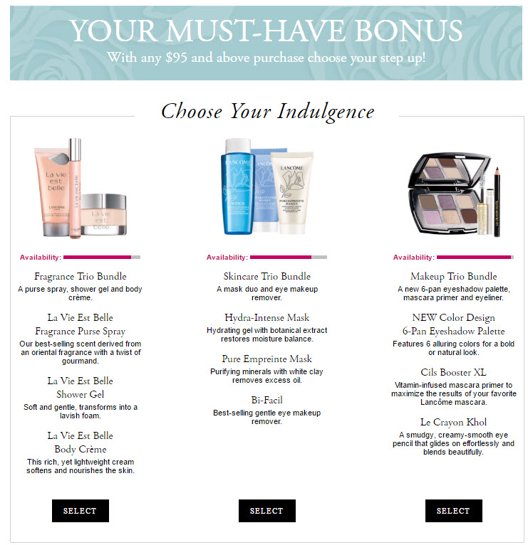 Receive your choice of 10-piece bonus gift with your $95 Lancôme purchase