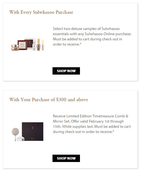 Receive your choice of 4-piece bonus gift with your $300 Sulwhasoo purchase