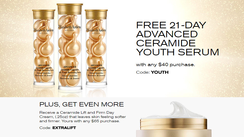 Receive a free 21-piece bonus gift with your $40 Elizabeth Arden purchase