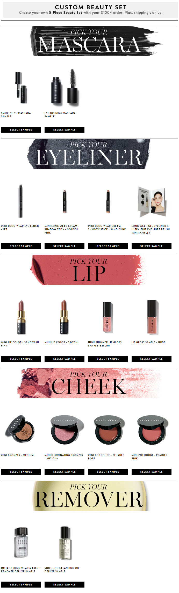 Receive a free 5-piece bonus gift with your $100 Bobbi Brown purchase