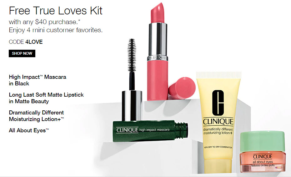 Receive a free 4-piece bonus gift with your $40 Clinique purchase