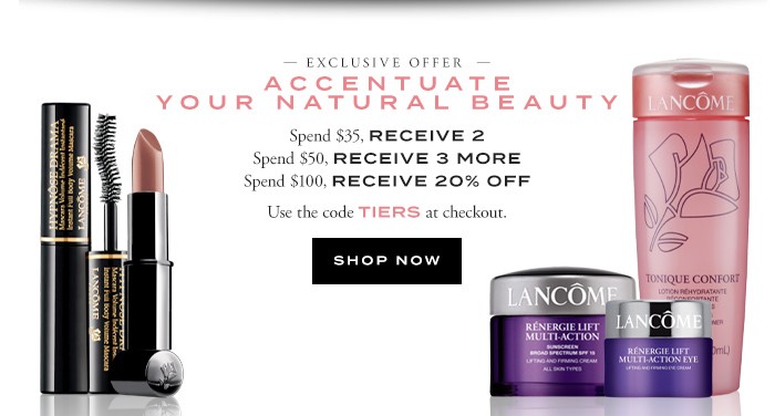 Receive your choice of 5-piece bonus gift with your $50 Lancôme purchase