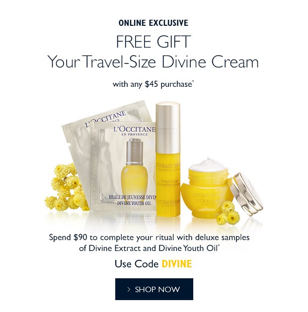 Receive a free 3-piece bonus gift with your $90 L'Occitane purchase