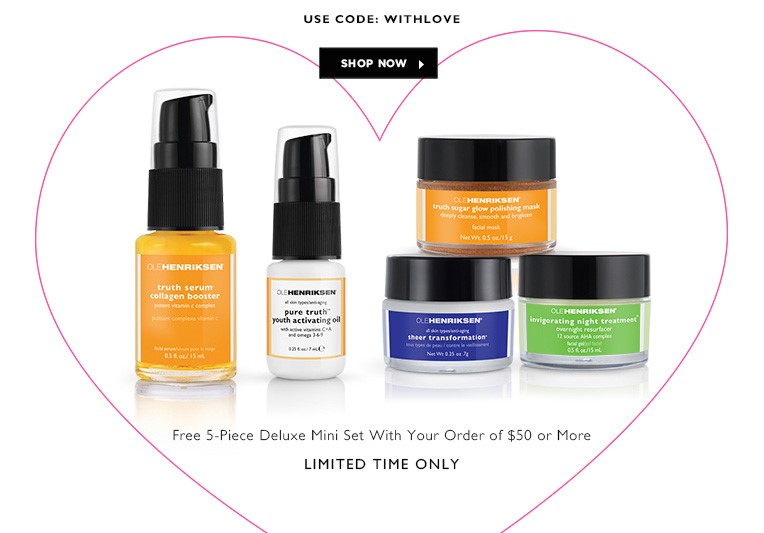 Receive a free 5-piece bonus gift with your $50 OLE HENRIKSEN purchase