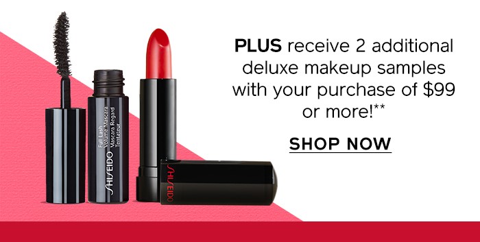 Receive a free 8-piece bonus gift with your $99 Shiseido purchase