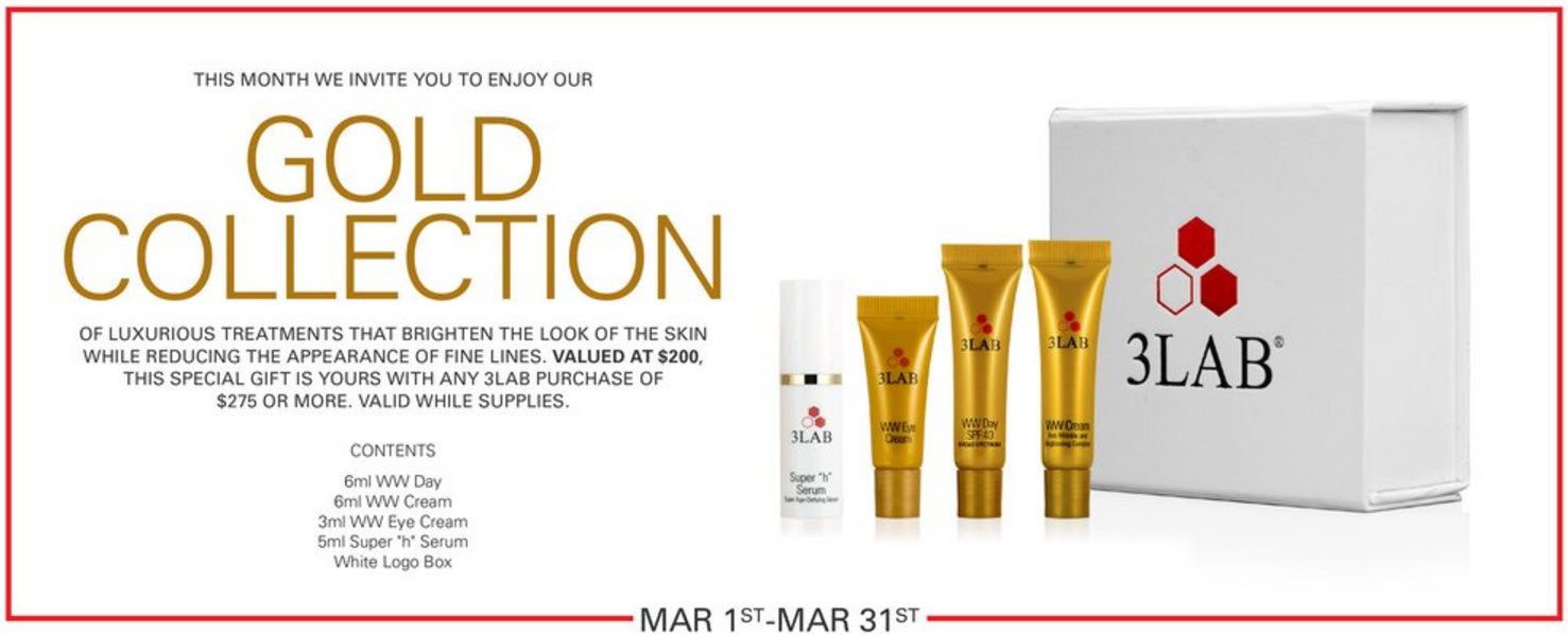 Receive a free 4-piece bonus gift with your $275 3LAB purchase