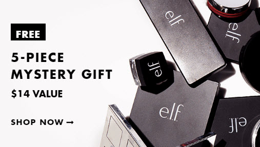 Receive a free 5-piece bonus gift with your $25 ELF Cosmetics purchase