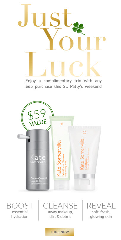 Receive a free 3-piece bonus gift with your $65 Kate Somerville purchase