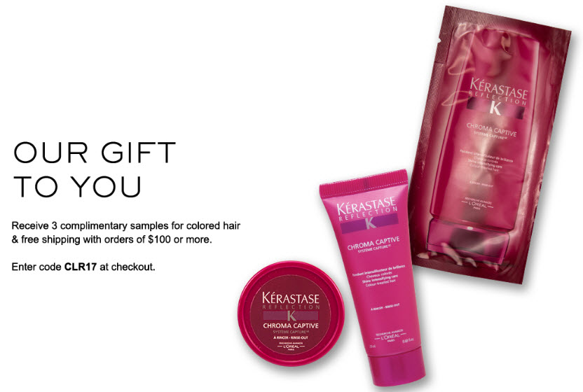 Receive a free 3-piece bonus gift with your $100 Kérastase purchase