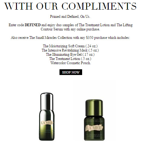 Receive a free 7- piece bonus gift with your $350 La Mer purchase