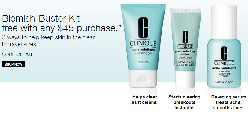 Receive a free 3-piece bonus gift with your $45 Clinique purchase
