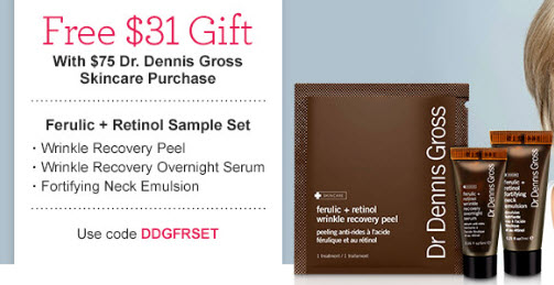 Receive a free 3-piece bonus gift with your $75 Dr Dennis Gross purchase