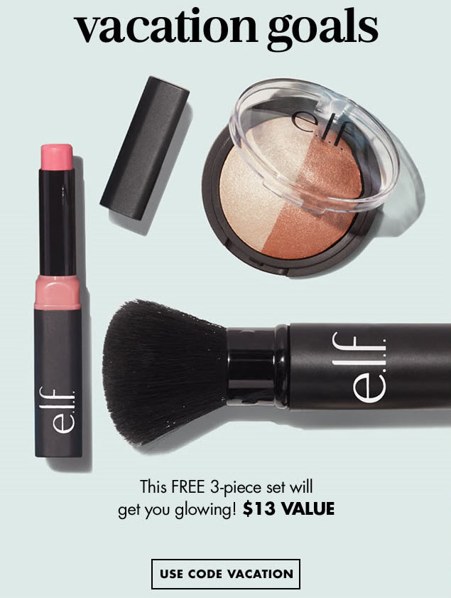 Receive a free 3-piece bonus gift with your $25 ELF Cosmetics purchase