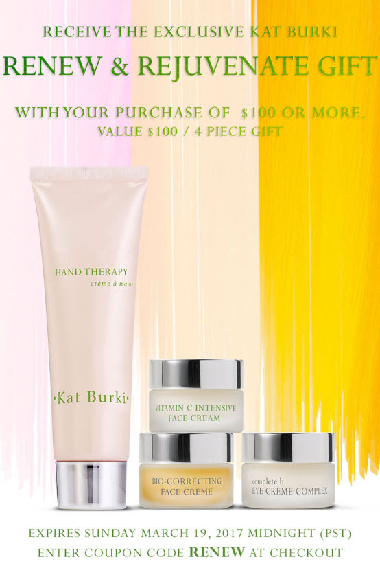 Receive a free 4- piece bonus gift with your $100 Kat Burki purchase