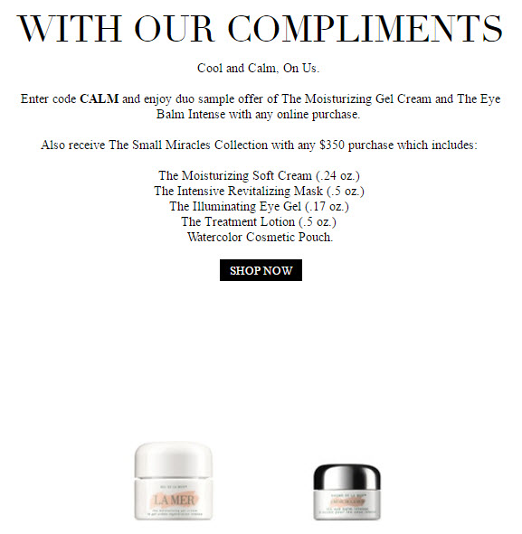 Receive a free 6-piece bonus gift with your $350 La Mer purchase