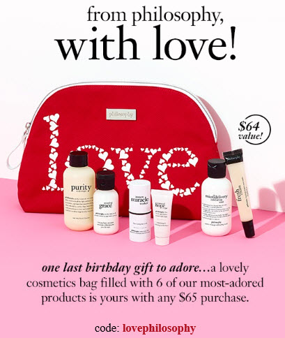 Receive a free 7-piece bonus gift with your $65 philosophy purchase