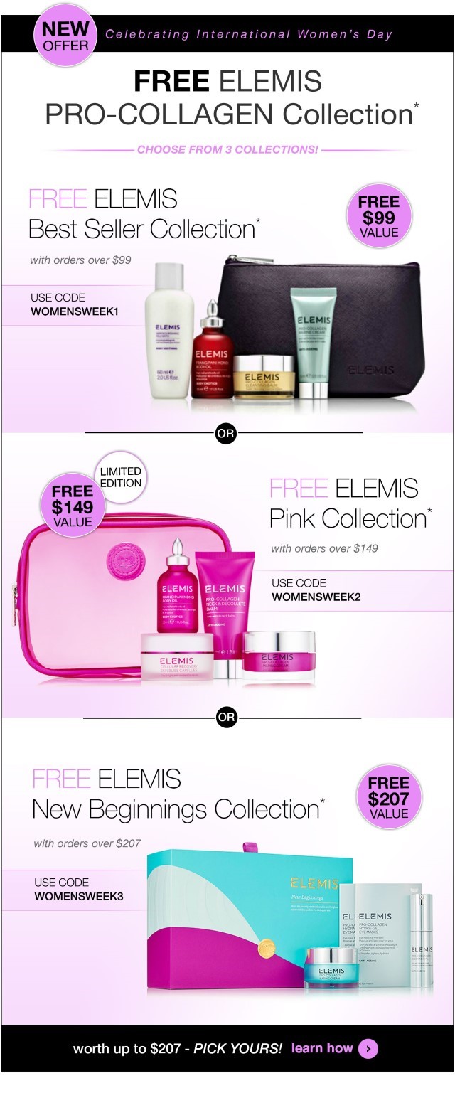 Receive a free ELEMIS bonus gift with your purchase