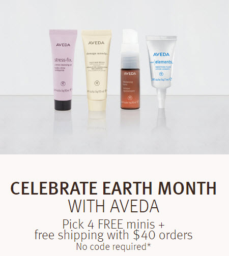 Receive your choice of 4-piece bonus gift with your $40 Aveda purchase