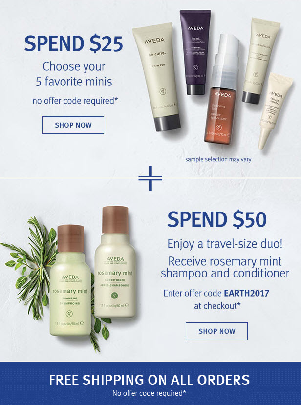 Receive your choice of 7-piece bonus gift with your $50 Aveda purchase