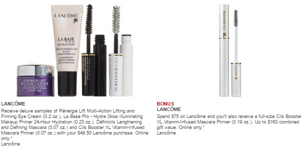 Receive a free 5-piece bonus gift with your $75 Lancôme purchase