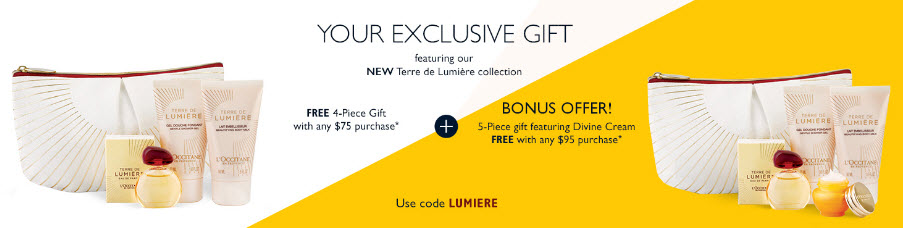 Receive a free 4-piece bonus gift with your $75 L'Occitane purchase