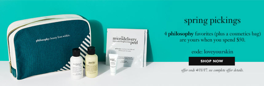 Receive a free 6-piece bonus gift with your $50 philosophy purchase