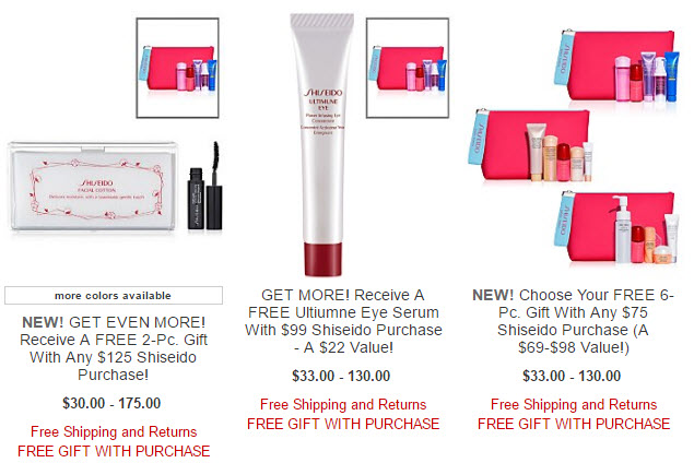 Receive a free 9-piece bonus gift with your $125 Shiseido purchase