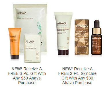 Receive a free 5-piece bonus gift with your $50 AHAVA purchase