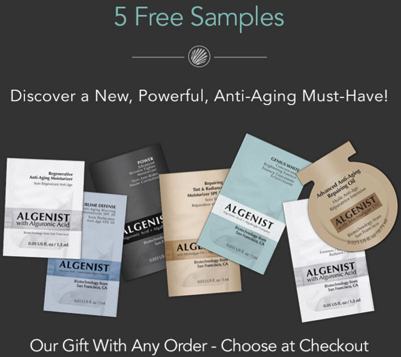 Receive your choice of 5-piece bonus gift with your Algenist purchase