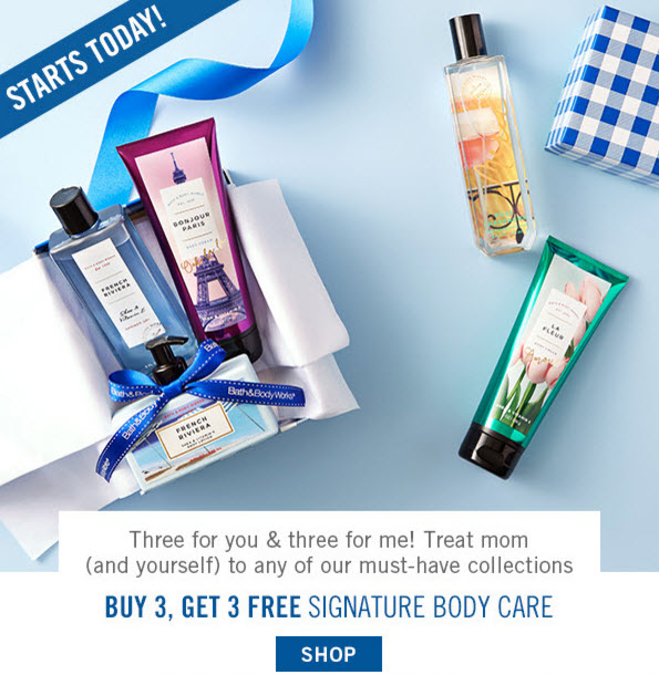 Receive your choice of 3-piece bonus gift with your 3 Signature Body Care Products purchase