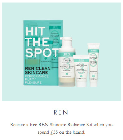 Receive a free 3-piece bonus gift with your $45 REN Skincare purchase
