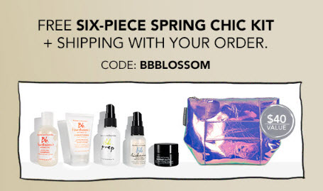 Receive a free 6- piece bonus gift with your $45 Bumble and bumble purchase