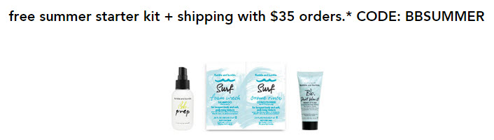 Receive a free 4-piece bonus gift with your $35 Bumble and bumble purchase