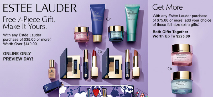 Receive your choice of 7-piece bonus gift with your $35 Estée Lauder purchase