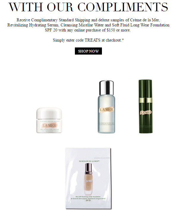 Receive a free 4-piece bonus gift with your $150 La Mer purchase
