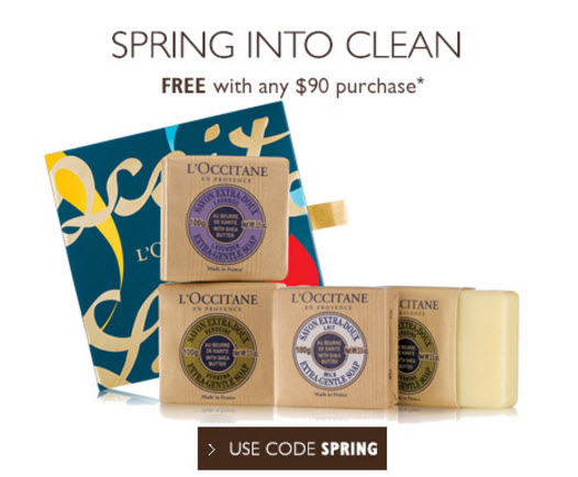 Receive a free 3-piece bonus gift with your $90 L'Occitane purchase