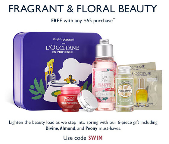 Receive a free 6-piece bonus gift with your $65 L'Occitane purchase