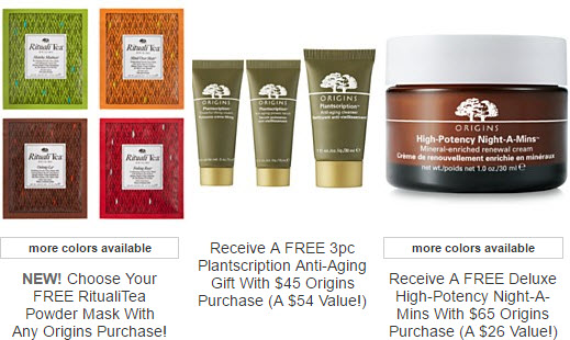 Receive a free 4-piece bonus gift with your $45 Origins purchase