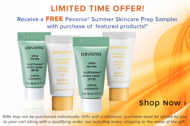 Receive a free 4-piece bonus gift with your Pevonia featured products purchase